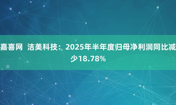 嘉喜网  洁美科技：2025年半年度归母净利润同比减少18.78%