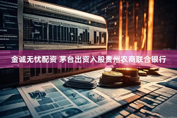 金诚无忧配资 茅台出资入股贵州农商联合银行